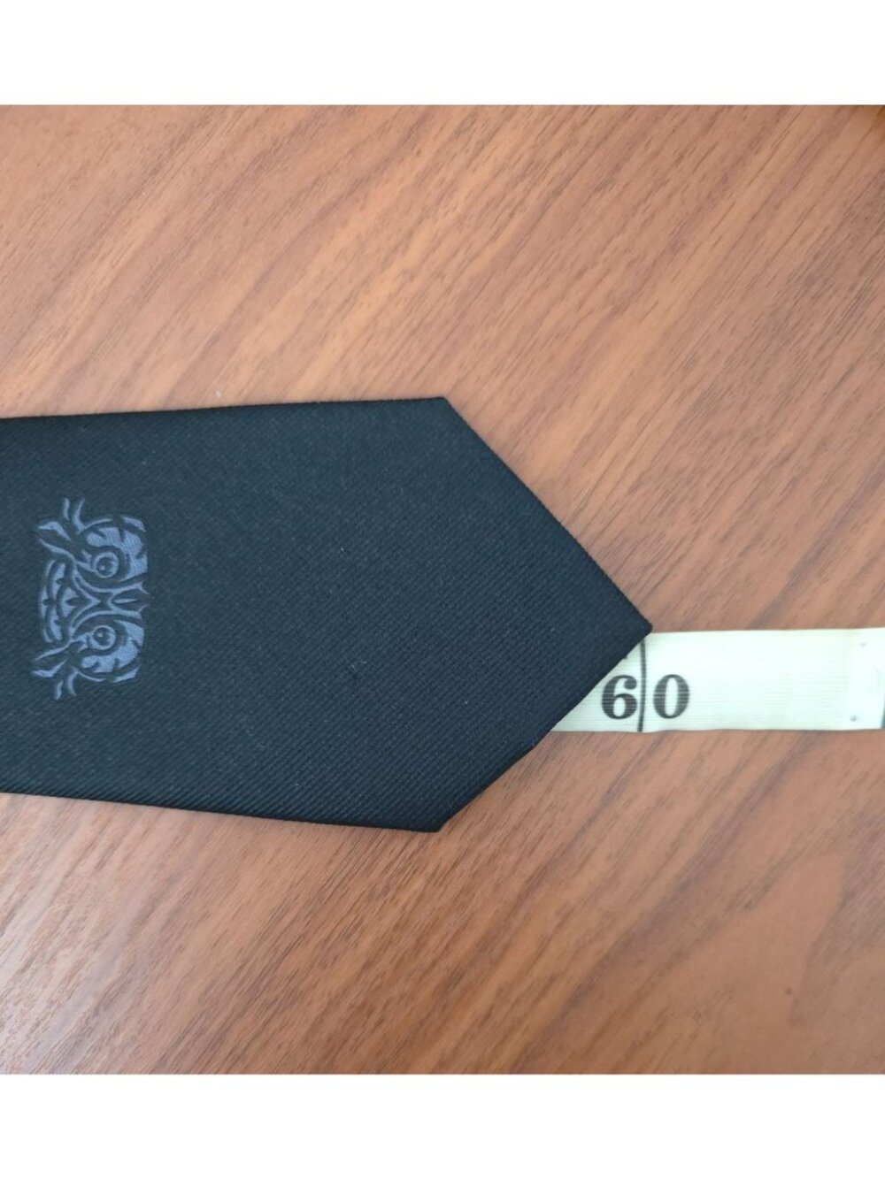 The Academy Of Magical Arts MAGIC CASTLE Handmade Black Silk Tie w/ Owl Design - Picture 6 of 6